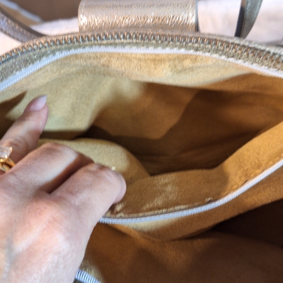 Jimmy Choo $1395 Rhea Bag Metallic Leather Tote Bag - Picture 10 of 16